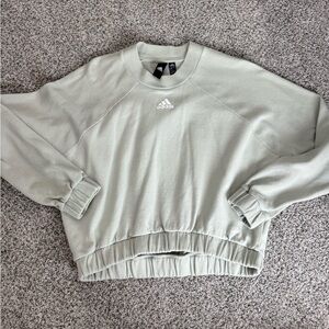 adidas Women's Sage Green Cropped Crew Sweatshirt